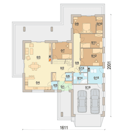 Rzut parteru domu jednorodzinnego Mokka 10