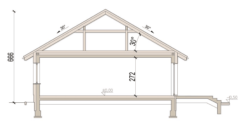 Przekrój domu jednorodzinnego Mokka 14