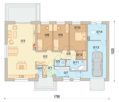 Rzut usytuowania domu jednorodzinnego Mokka 14 na działce