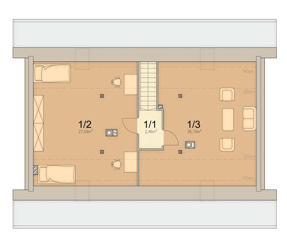Rzut poddasza domu jednorodzinnego Mokka 15