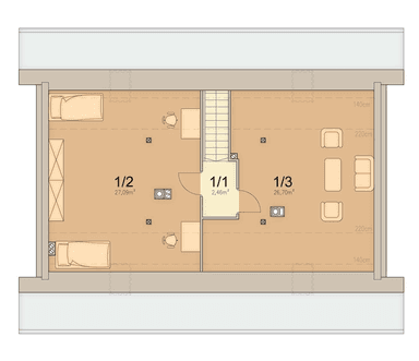 Rzut poddasza domu jednorodzinnego Mokka 15