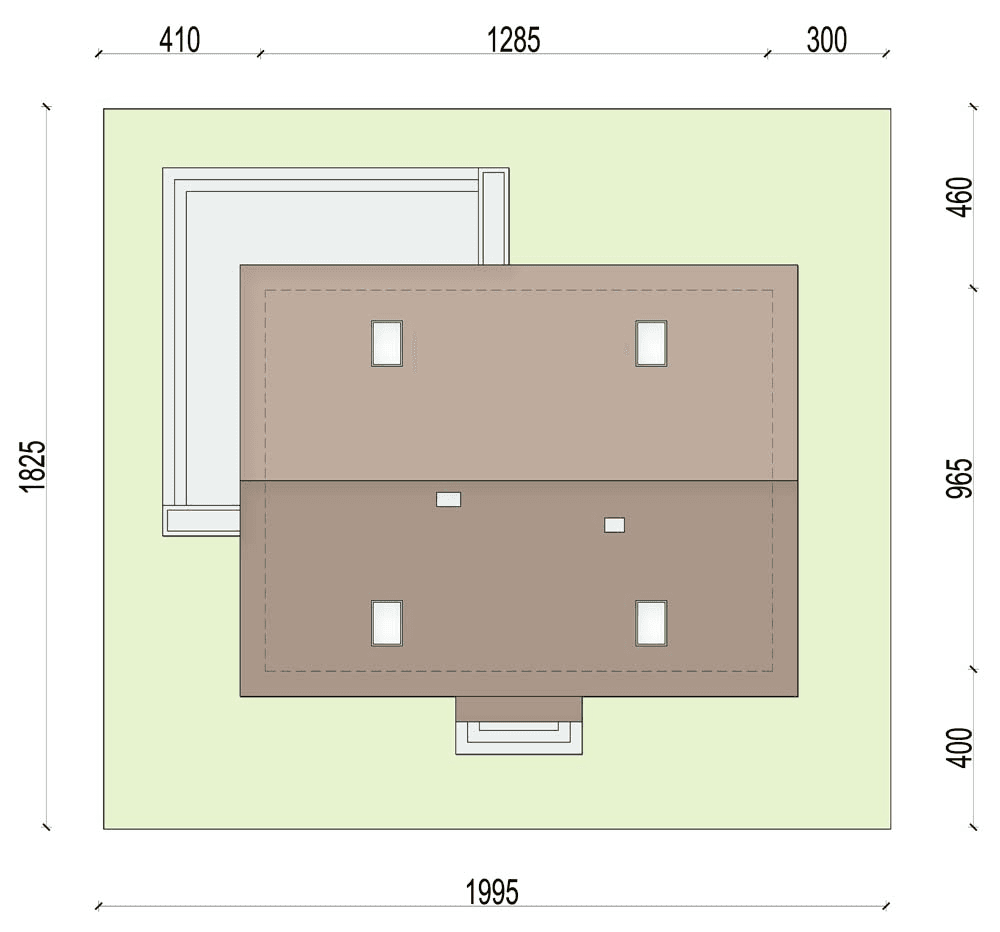 Rzut usytuowania domu jednorodzinnego Mokka 15 na działce