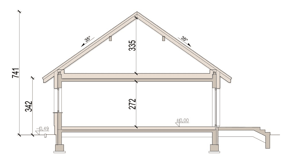 przekrój domu jednorodzinnego Mokka 16