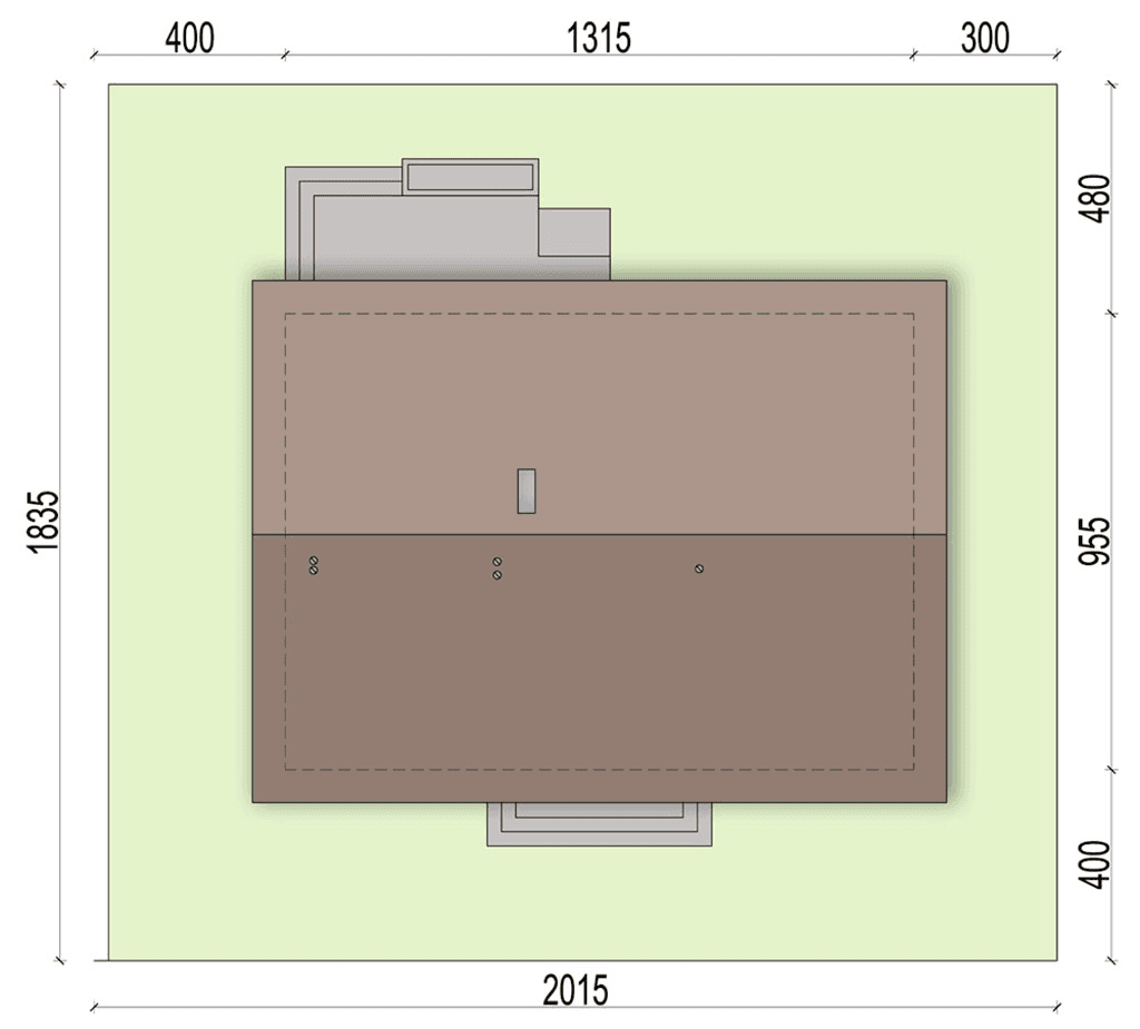 Rzut usytuowania domu jednorodzinnego Mokka 2 na działce