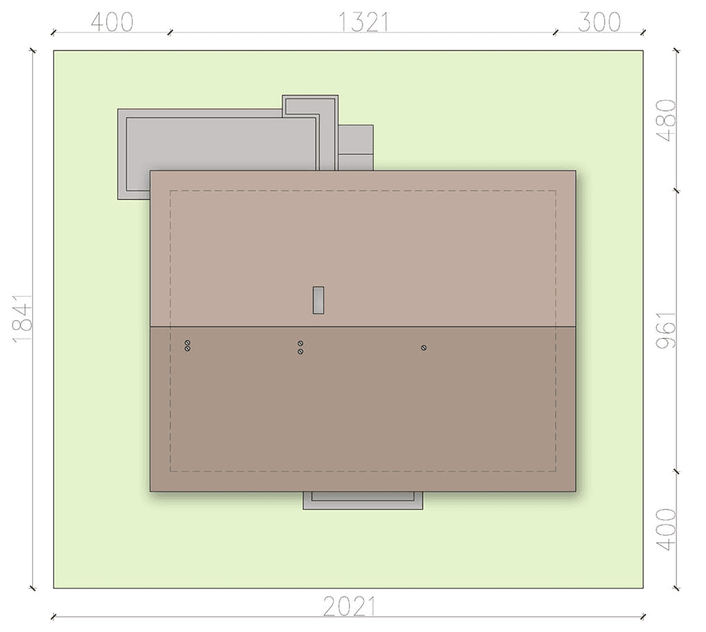 rzut usytuowania domu jednorodzinnego Mokka 2 modern