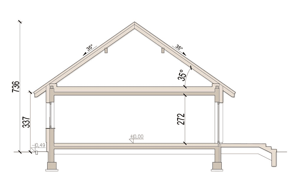 Przekrój domu jednorodzinnego Mokka