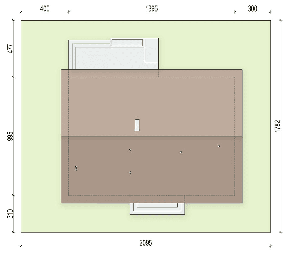 Rzut usytuowania domu jednorodzinnego Mokka na działce
