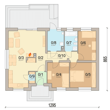 rzut parteru domu jednorodzinnego Mokka 3
