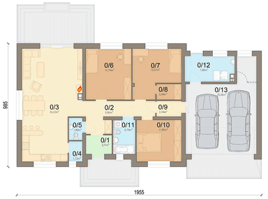 Rzut parteru domu jednorodzinnego Mokka 5 s2