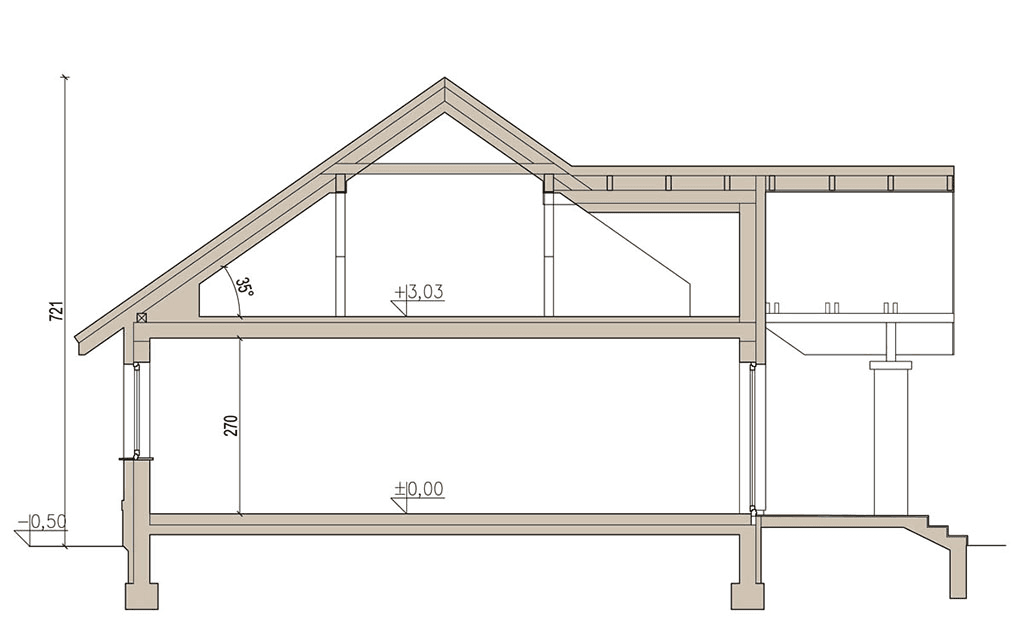 przekrój domu jednorodzinnego Mokka 8