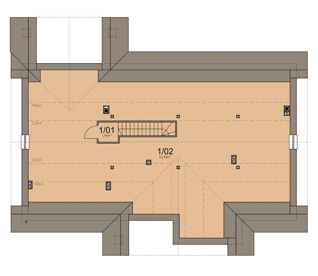 rzut poddasza domu jednorodzinnego Mokka 8