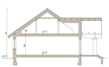 Przekrój domu jednorodzinnego Mokka 8 s2