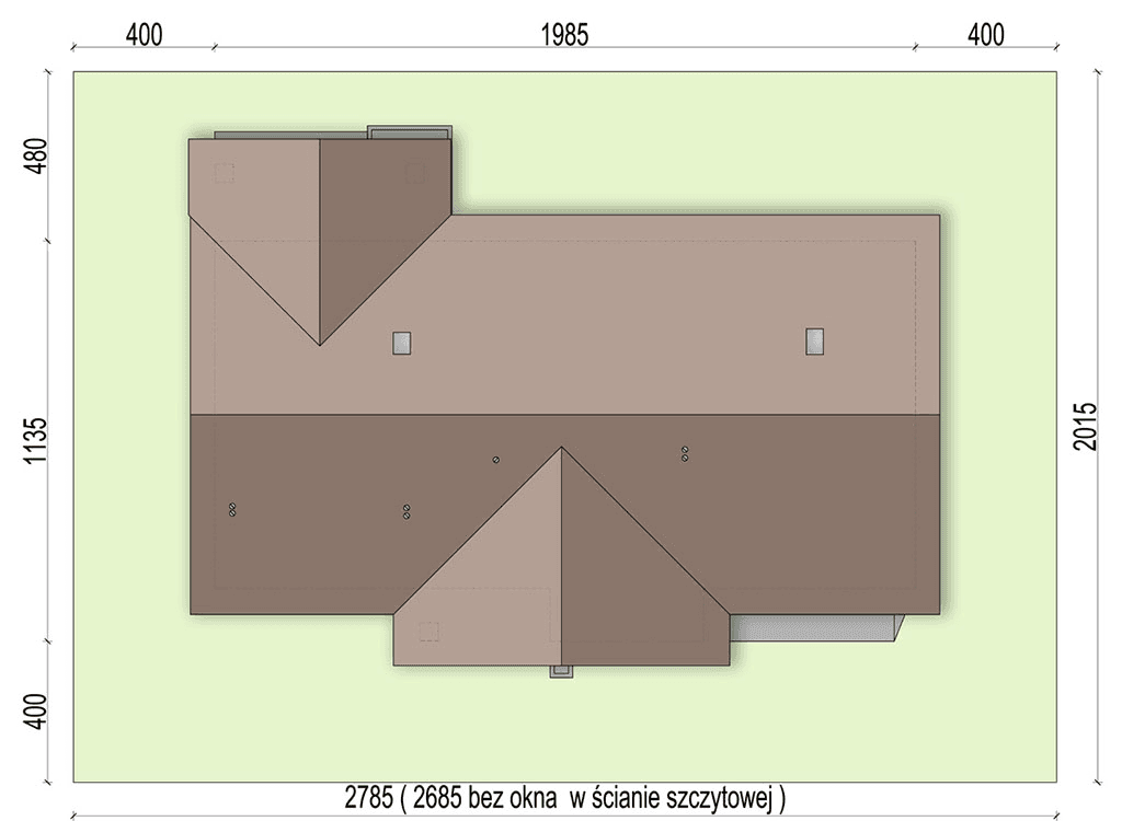 Rzut usytuowania domu jednorodzinnego Mokka 8 s2 na działce