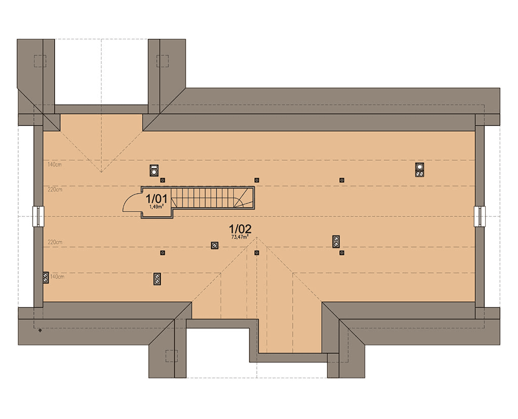 Rzut poddasza domu jednorodzinnego Mokka 8 s2