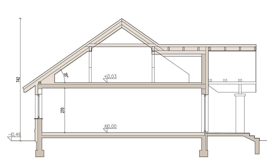 Przekrój domu jednorodzinnego Mokka 9