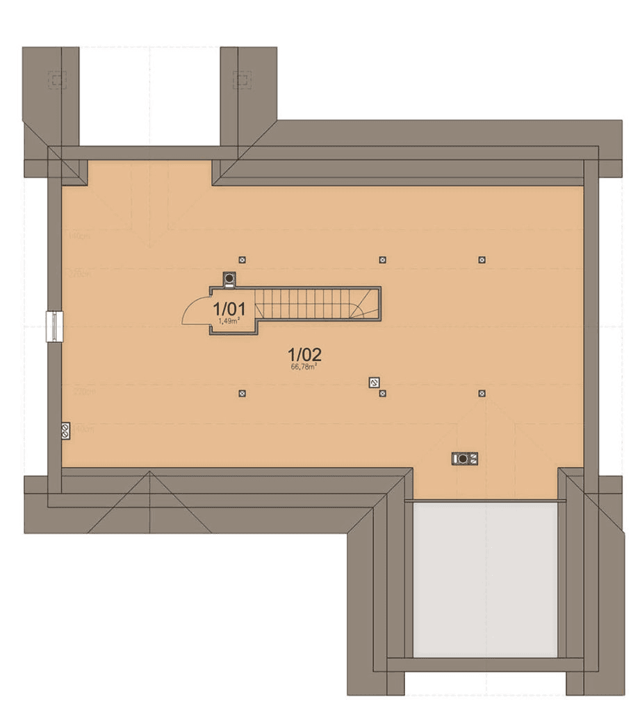 Rzut poddasza domu jednorodzinnego Mokka 9