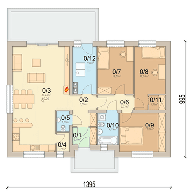 rzut parteru domu jednorodzinnego Mokka minimo