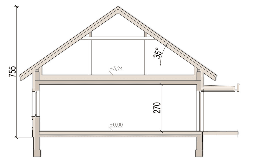 Przekrój domu jednorodzinnego Mokka Modern