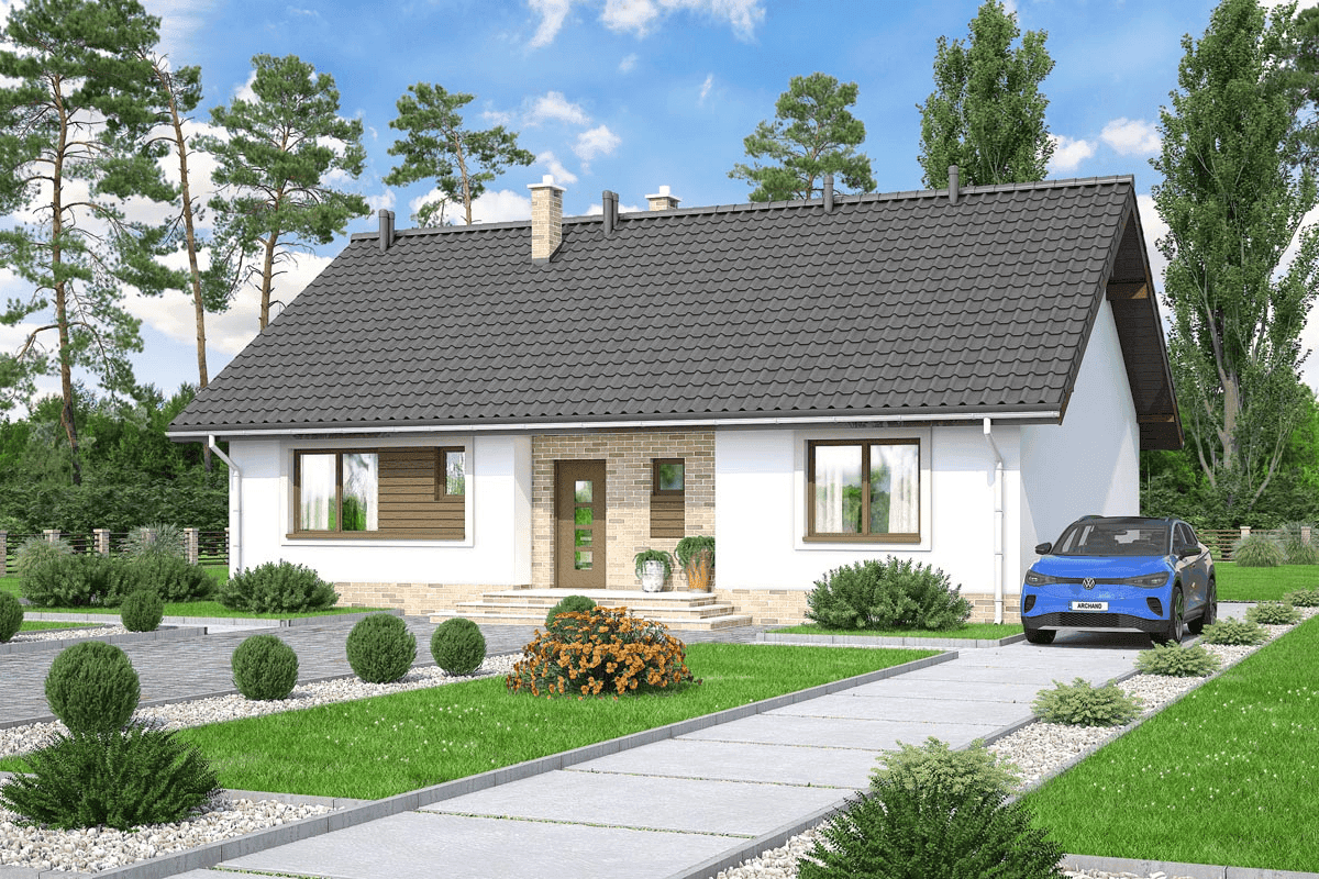 Wizualizacja domu jednorodzinnego Mokka - strop drewniany