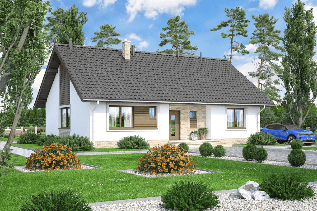 Wizualizacja domu jednorodzinnego Mokka - strop drewniany