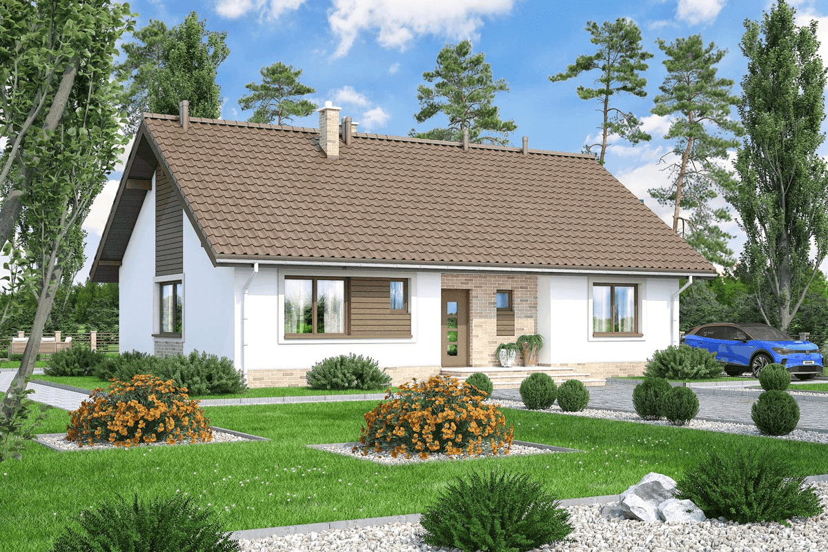 Wizualizacja domu jednorodzinnego Mokka - strop drewniany