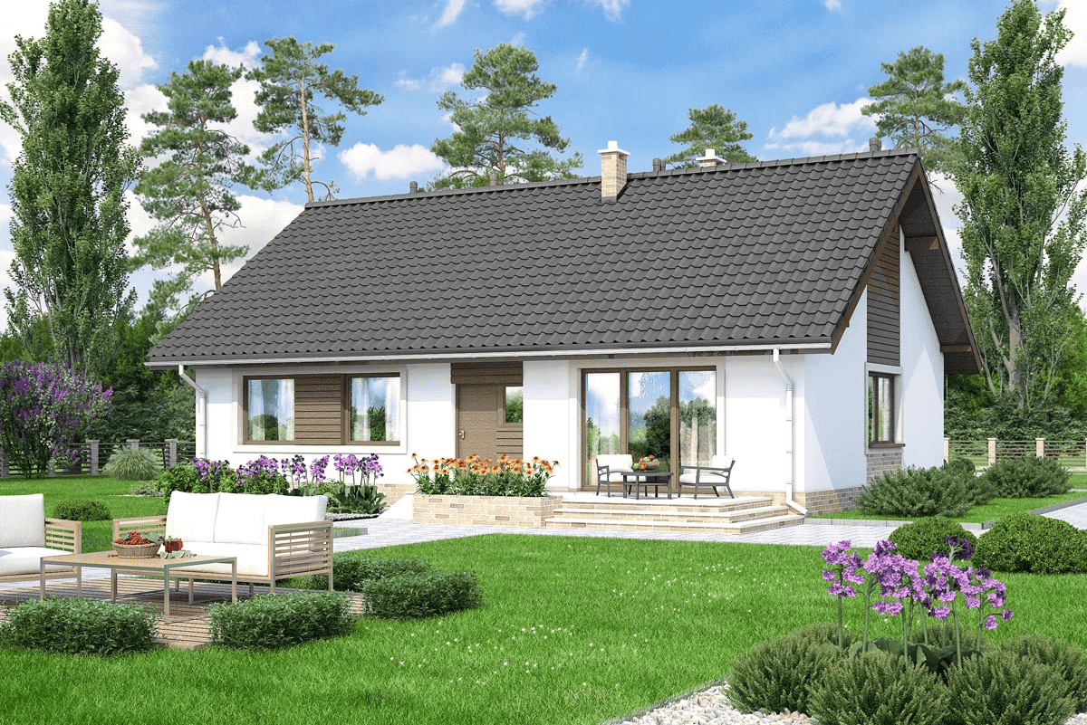 Wizualizacja domu jednorodzinnego Mokka - strop drewniany