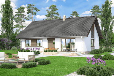 Wizualizacja domu jednorodzinnego Mokka - strop drewniany
