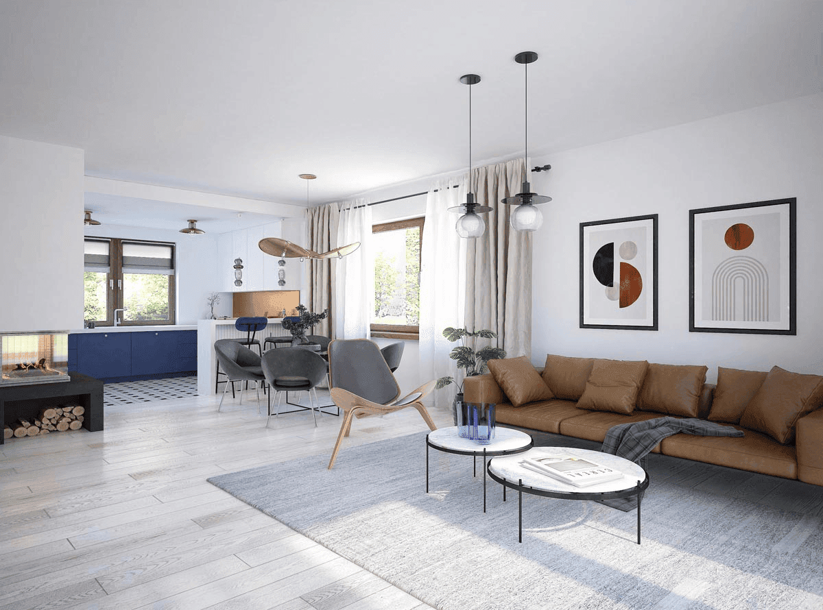 Wizualizacja domu jednorodzinnego Mokka - strop drewniany