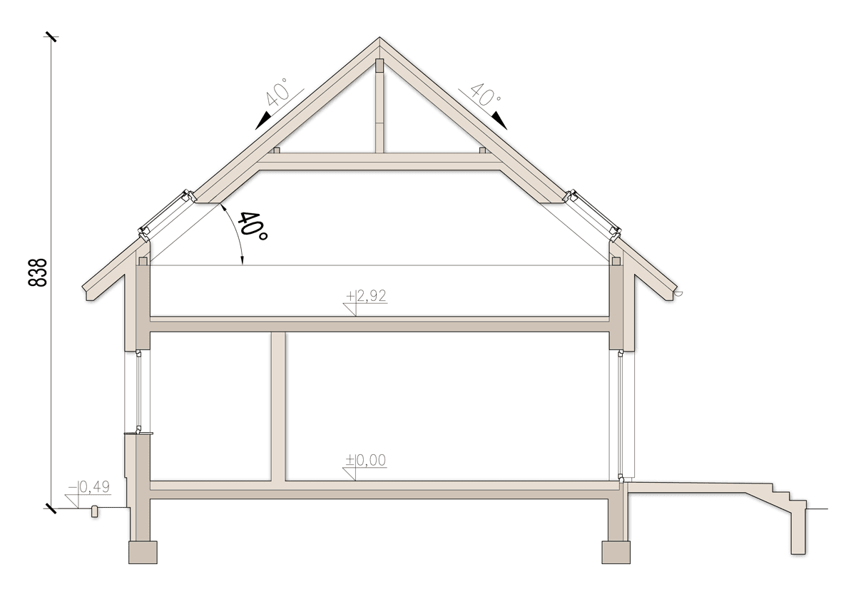 przekrój domu jednorodzinnego Monte 3