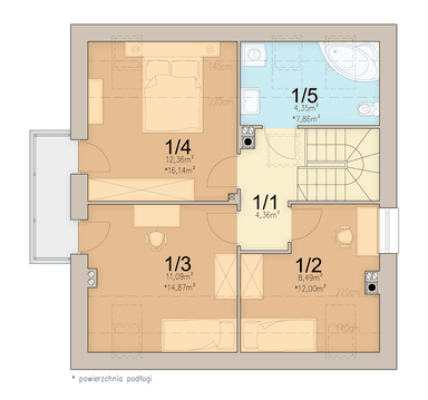 rzut poddasza domu jednorodzinnego Monte 3