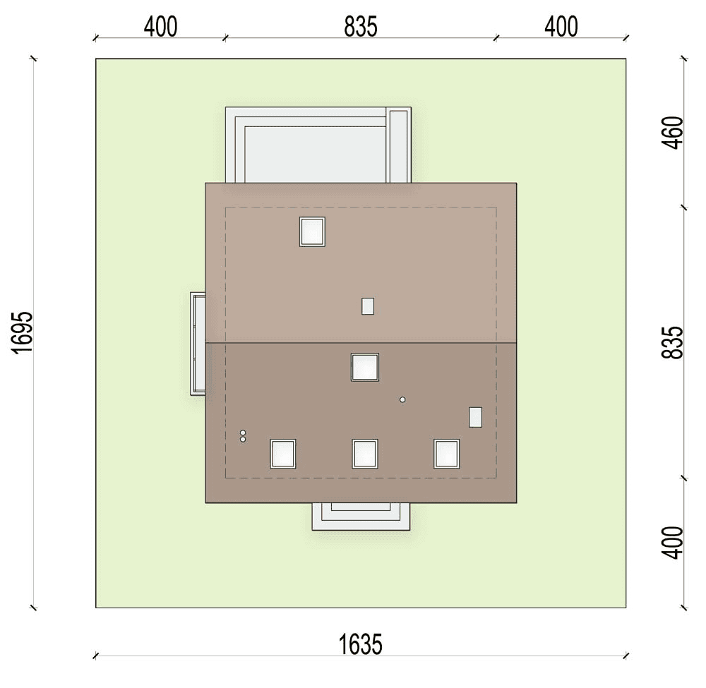 Rzut usytuowania domu jednorodzinnego Monte 4 na działce