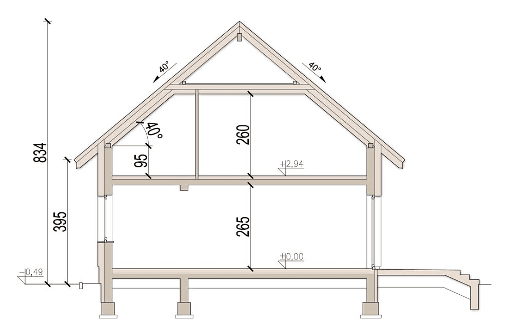 Przekrój domu jednorodzinnego Monte 5