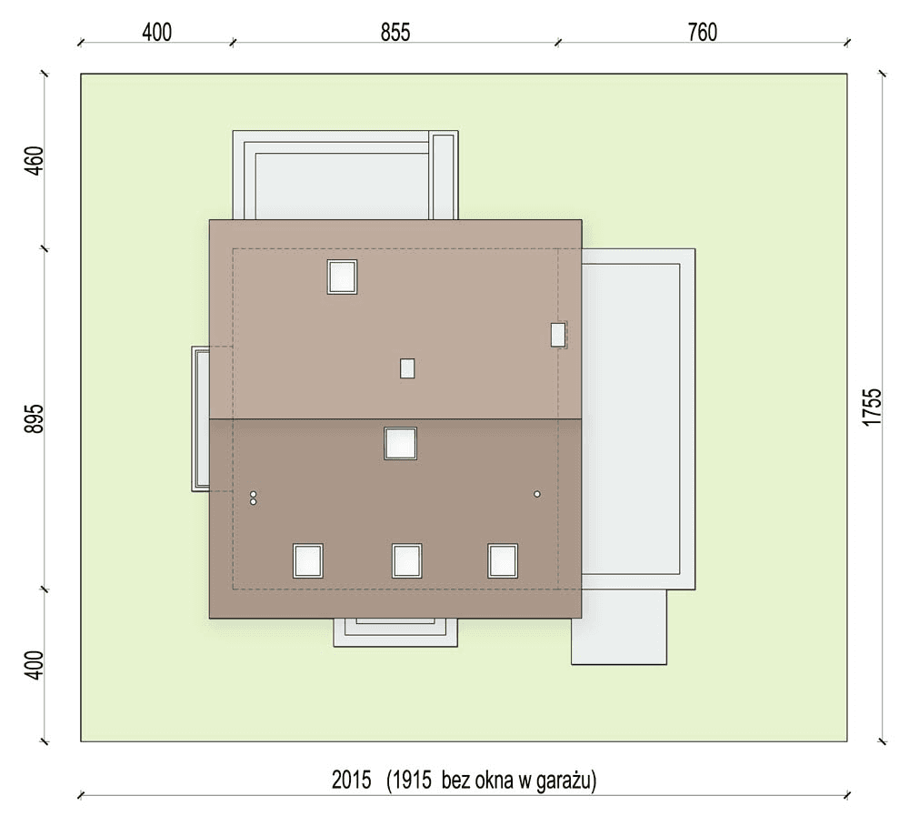 Rzut usytuowania domu jednorodzinnego Monte 5 na działce
