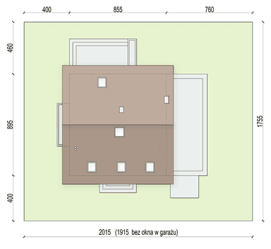 Rzut usytuowania domu jednorodzinnego Monte 5 na działce