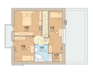 Rzut poddasza domu jednorodzinnego Monte 5
