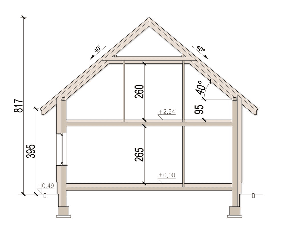 Przekrój domu jednorodzinnego Monte 6