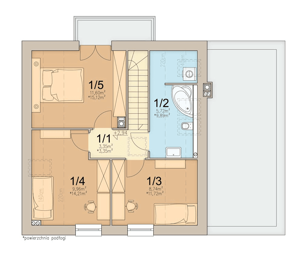 Rzut poddasza domu jednorodzinnego Monte 6