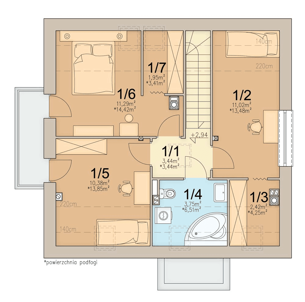 Rzut poddasza domu jednorodzinnego Monte modern