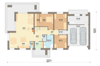 Rzut parteru domu jednorodzinnego Papaja