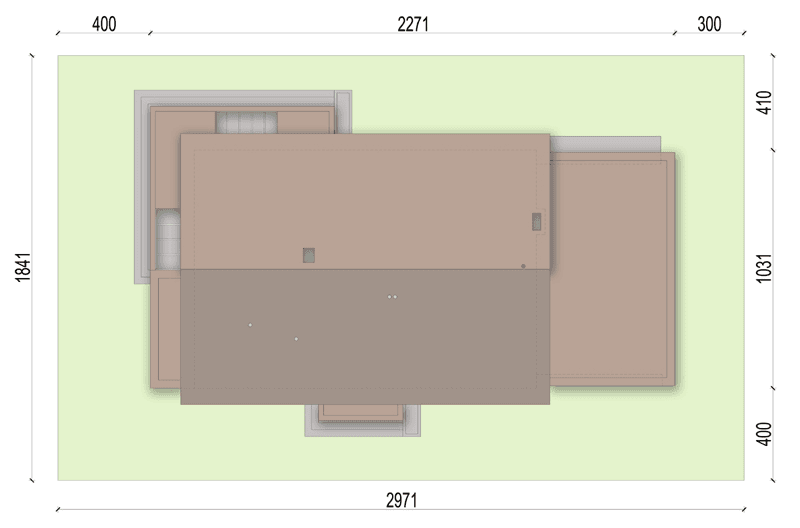 Rzut usytuowania domu jednorodzinnego Papaja na działce