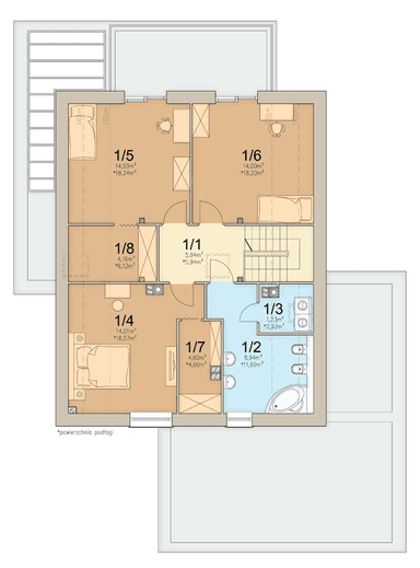 rzut poddasza domu jednorodzinnego Perfetto