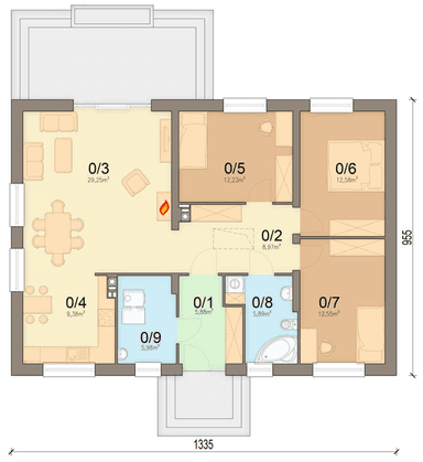 rzut parteru domu jednorodzinnego Pesto