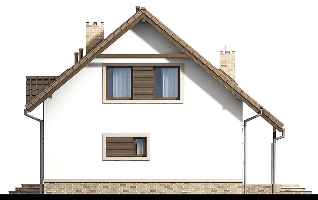 Elewacja prawa domu jednorodzinnego Pinia