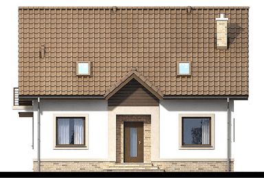 Elewacja frontowa domu jednorodzinnego Pinia