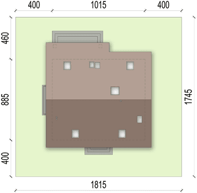 Rzut usytuowania domu jednorodzinnego Pinia na działce
