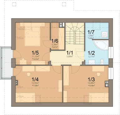 Rzut poddasza domu jednorodzinnego Pinia