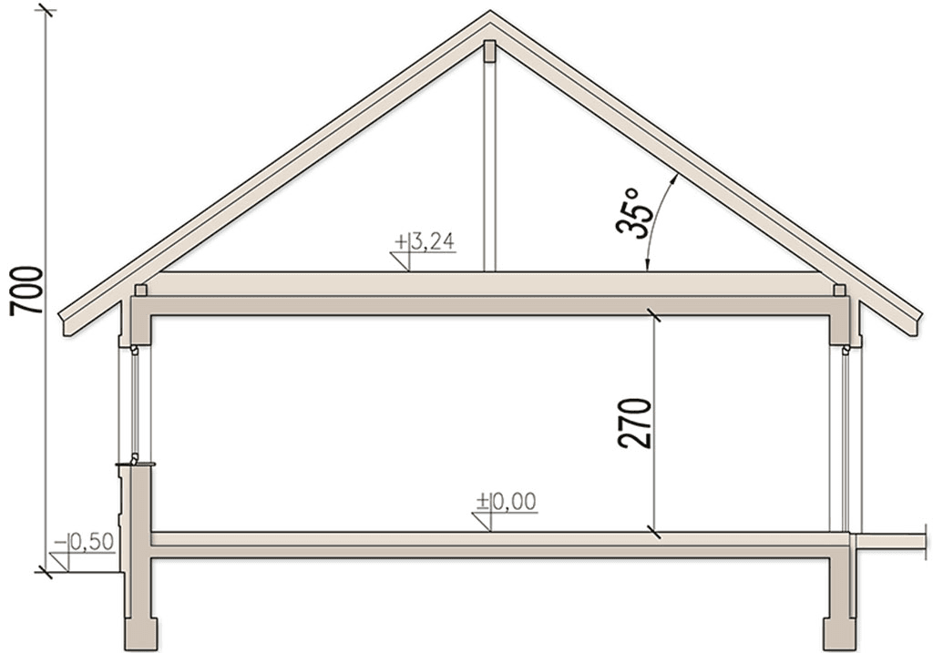 Przekrój domu jednorodzinnego Pistacja 3