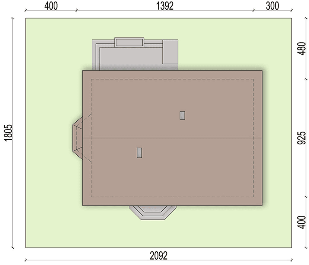 Rzut usytuowania domu jednorodzinnego Pistacja 3 na działce