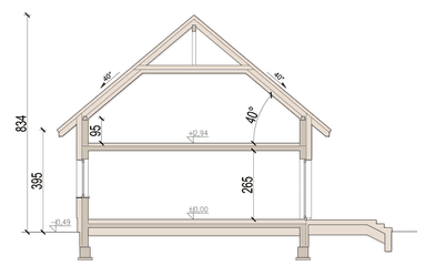 przekrój domu jednorodzinnego Rodzimek