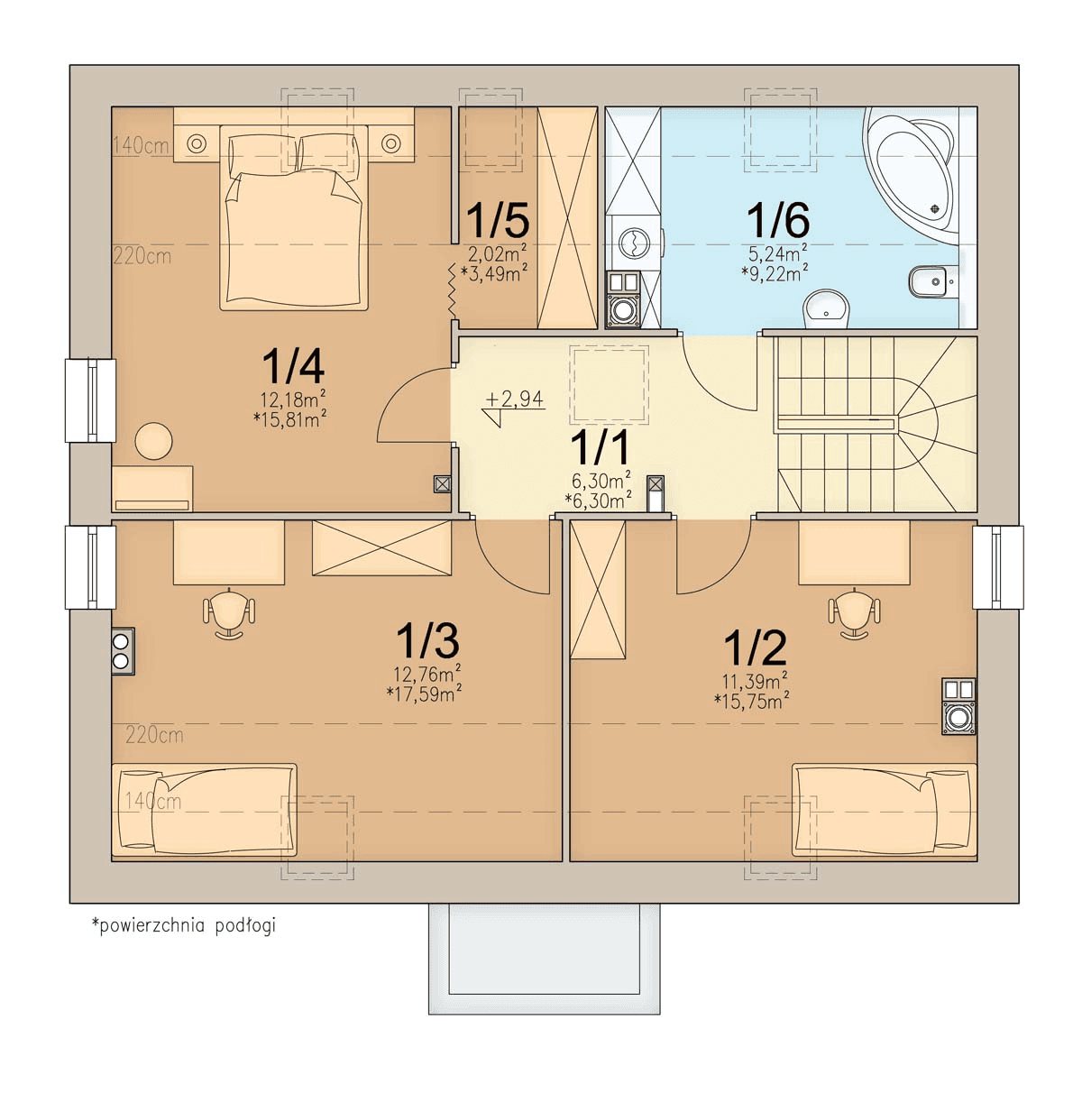 rzut poddasza domu jednorodzinnego Mokka Rodzimek